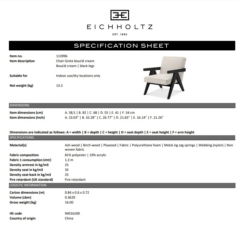 Stol Greta, Eichholtz-113996