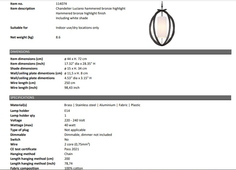 Luciano taklampa, Eichholtz-114074