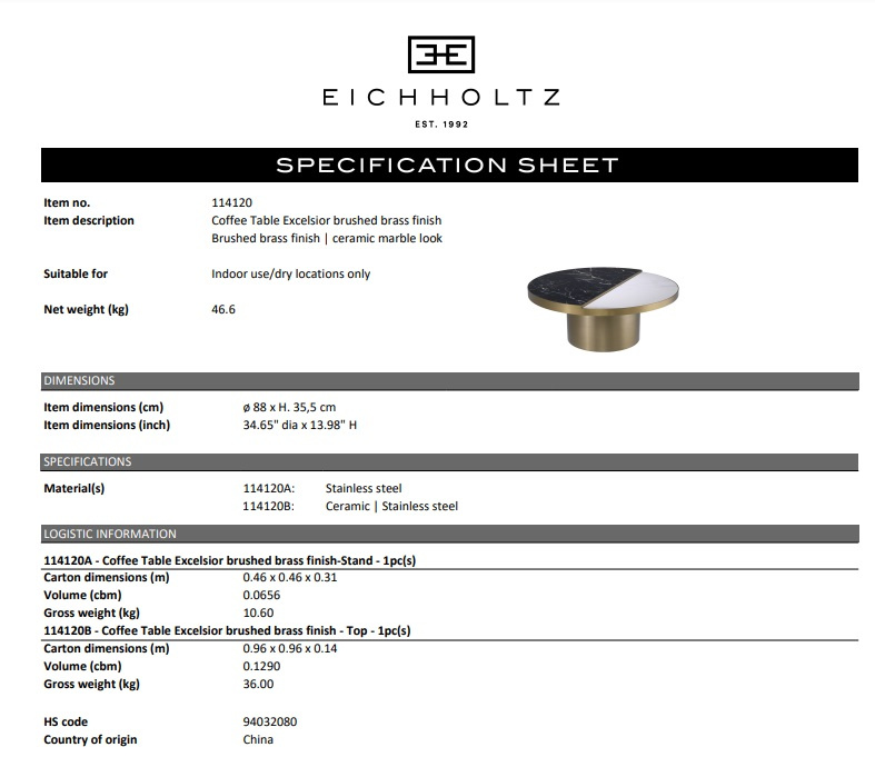 Excelsior soffbord mässing-114120
