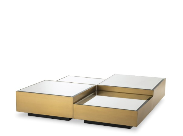 Soffbord Esposito, set med 4 stycken, med borstad mässingsfinish, Eichholtz- 114369