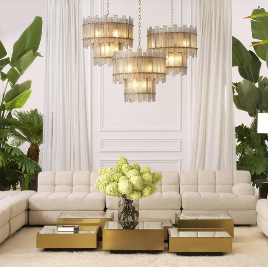 Soffbord Esposito, set med 4 stycken, med borstad mässingsfinish, Eichholtz- 114369