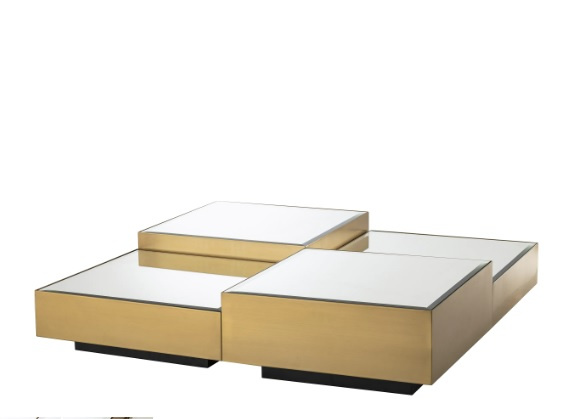 Soffbord Esposito, set med 4 stycken, med borstad mässingsfinish, Eichholtz- 114369