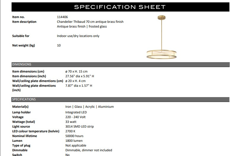 Thibaud takljuskrona, Eichholtz