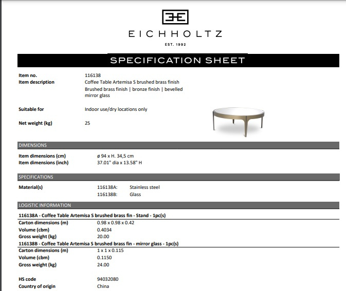 Soffbord Artemisa S, Eichholtz- 114428