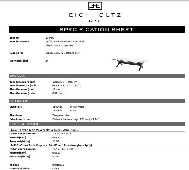 Soffbord Maynor, svart, Eichholtz- 114499