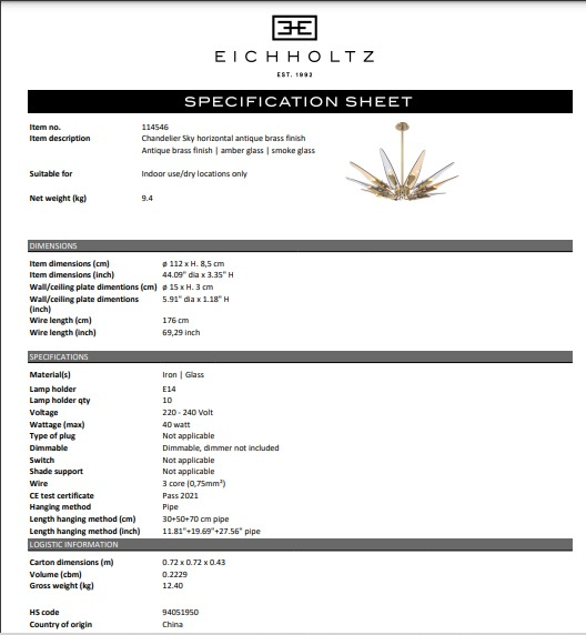 Takkrona Sky, antik mässingsfinish, Eichholtz- 114546