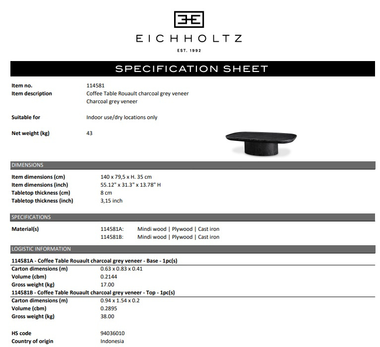 Rektangulärt kaffebord Rouault-114581