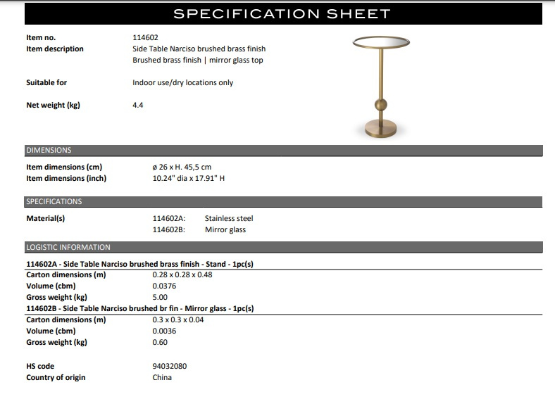 Sida bord Narciso-114602