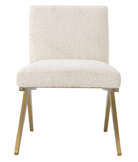 Matstol Fico, bouclé kräm, borstad mässingsfinish, Eichholtz- 114716