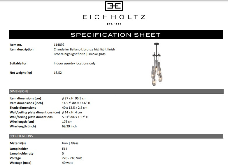 Bellano L ljuskrona, Eichholtz-114892