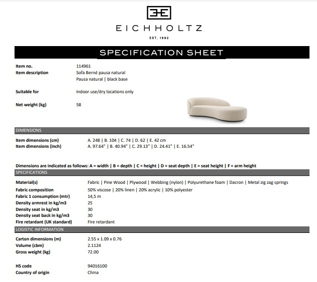 Soffa Bernd, Pausa naturlig, Eichholtz- 114961