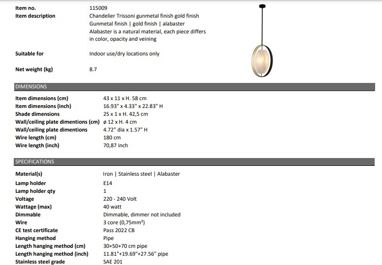 Ljuskrona Trissoni, Eichholtz-115009
