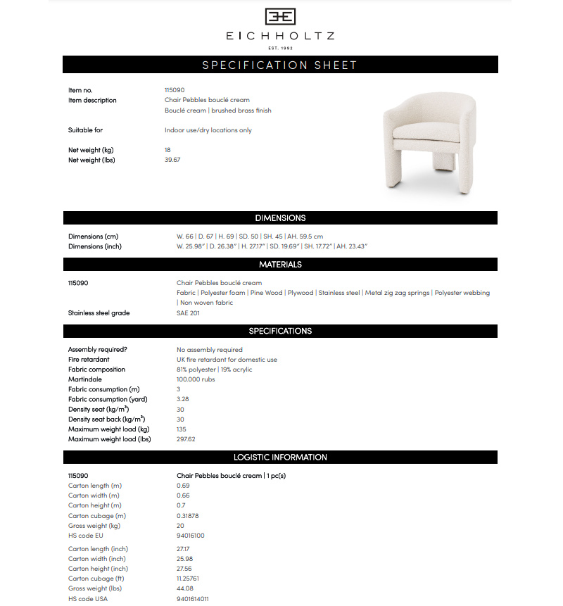  Fåtöljer Pebbles Cream, Eichholtz-115090