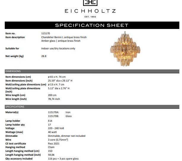 Chandelier Benini L, Eichholtz-115170