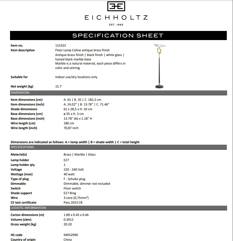 Golvlampa Celine, Eichholtz- 115322