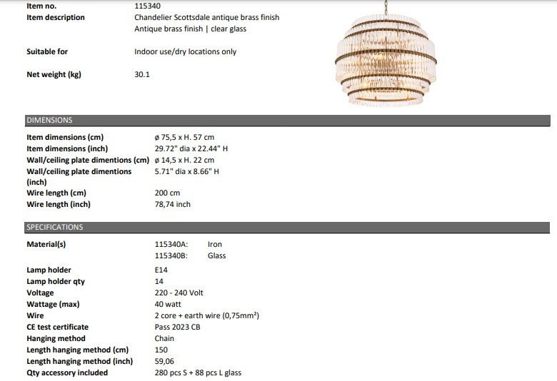 Scottsdale kristallkronor, Eichholtz-115340