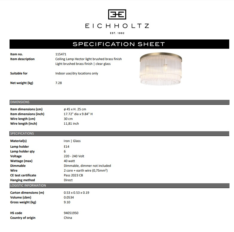 Taklampa Hector- Eichholtz, 115471