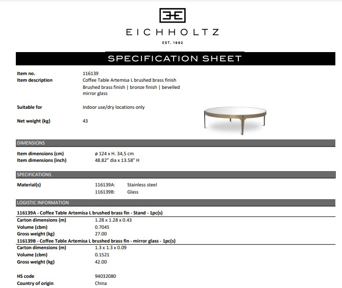 Soffbord Artemisa L, Eichholtz- 115618