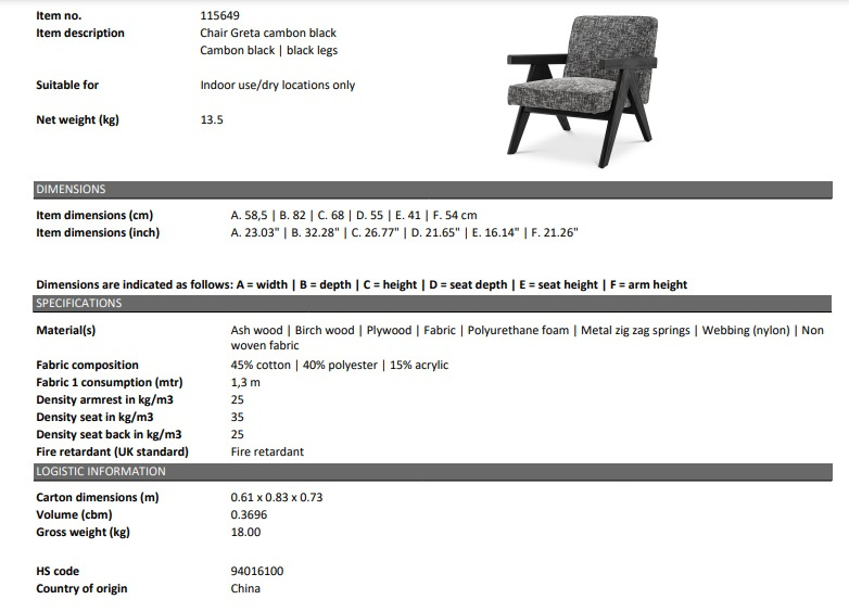 Stol Greta Cambon svart-115649