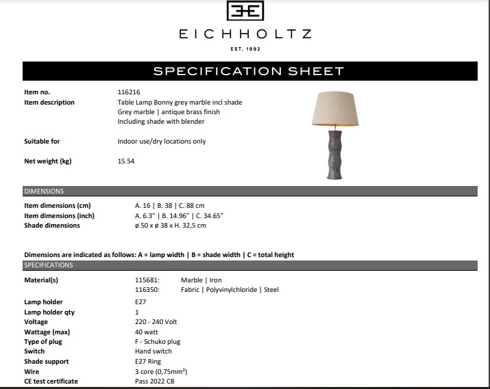 Bordslamp Bonny, Eichholtz- 116216