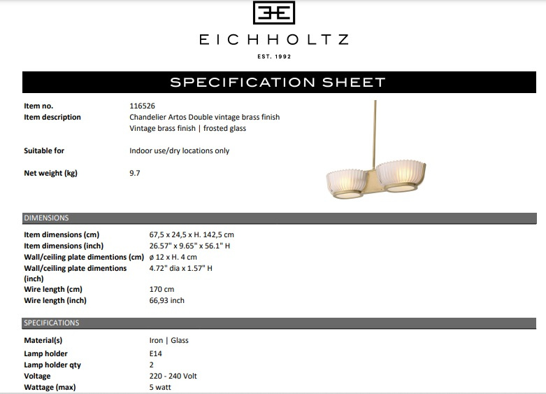 Taklampa Artos Double, Eichholtz-116526