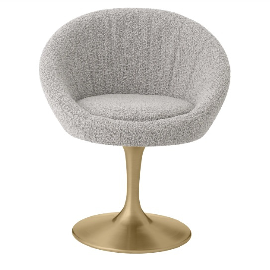 Matstol O'Neill i bouclé-grått tyg-116630