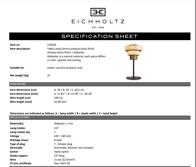 Bordslamp Zereno, Eichholtz- 116633