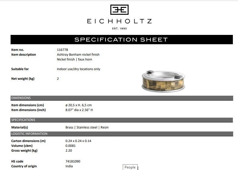 Askkopp Bonham nickel, Eichholtz-116778