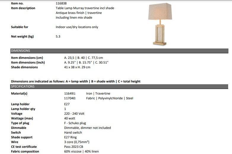 Bordslampa Murray, Eichholtz-116838