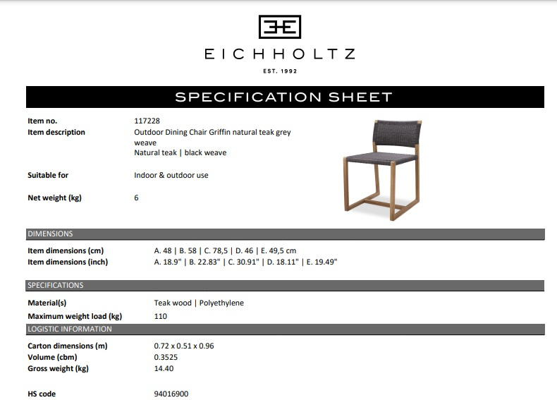Utomhusmatstol Griffin svart flätning-117228