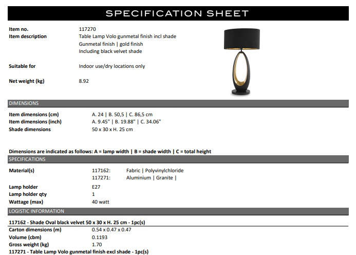 Bordslampa Volo, Eichholtz-117270