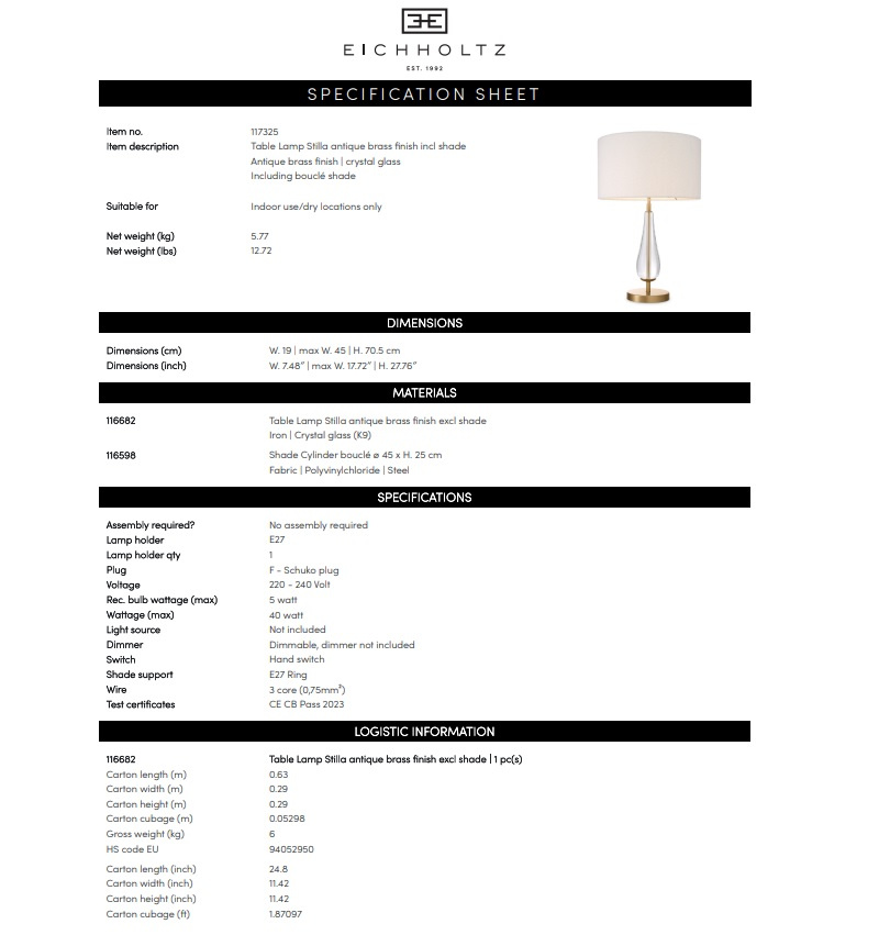 Bordslampa Stilla Eichholtz-117325