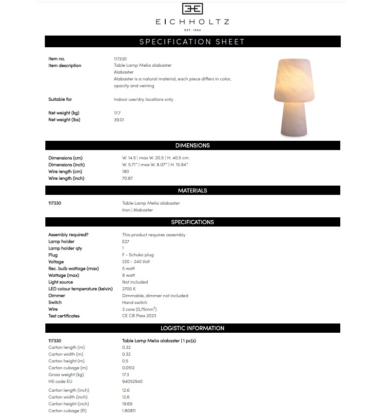 Bordslampa Melia, Eichholtz-117330