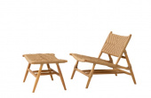 Utomhusstol och fotpall Laroc i naturlig teak-117381 Utomhusstol och fotpall Laroc i naturlig teak-117381