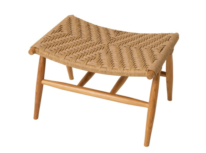 Utomhusstol och fotpall Laroc i naturlig teak-117381