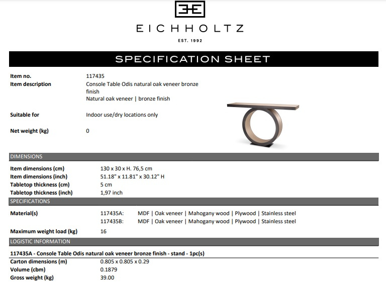 Konsolbord mocha rektangulär Odis, Eichholtz-117435