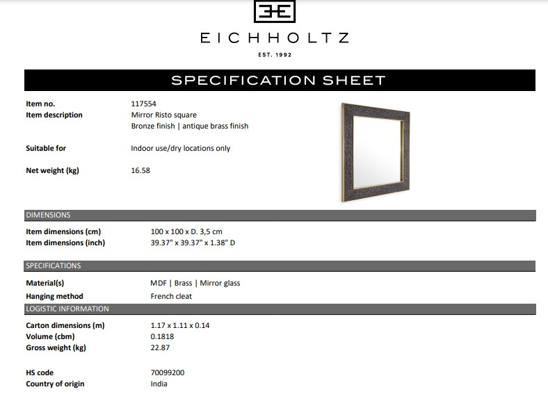 Fyrkantig spegel Risto-117554