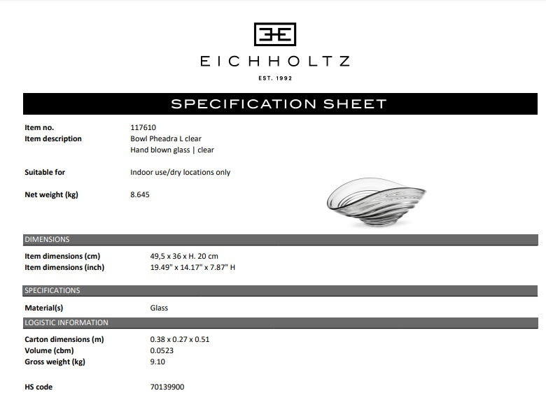 Skål Pheadra klar L, Eichholtz-117610