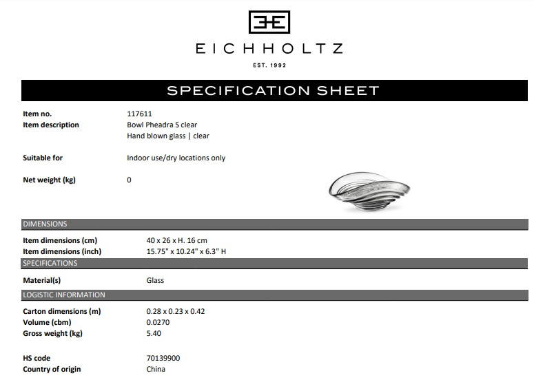 Skål klar Pheadra S, Eichholtz-117611