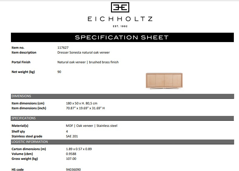 Byrå Sonesta naturlig ekfanér-117627