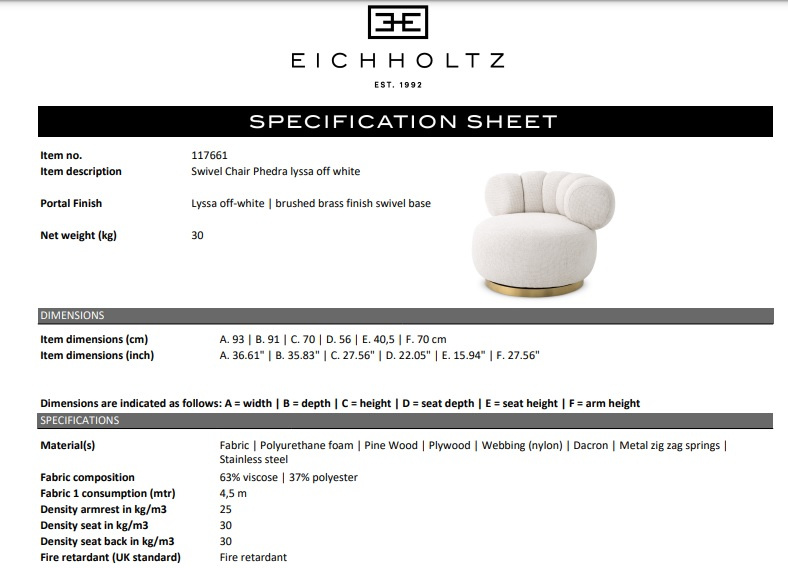 Phedra snurrfåtölj, Eichholtz- 117661