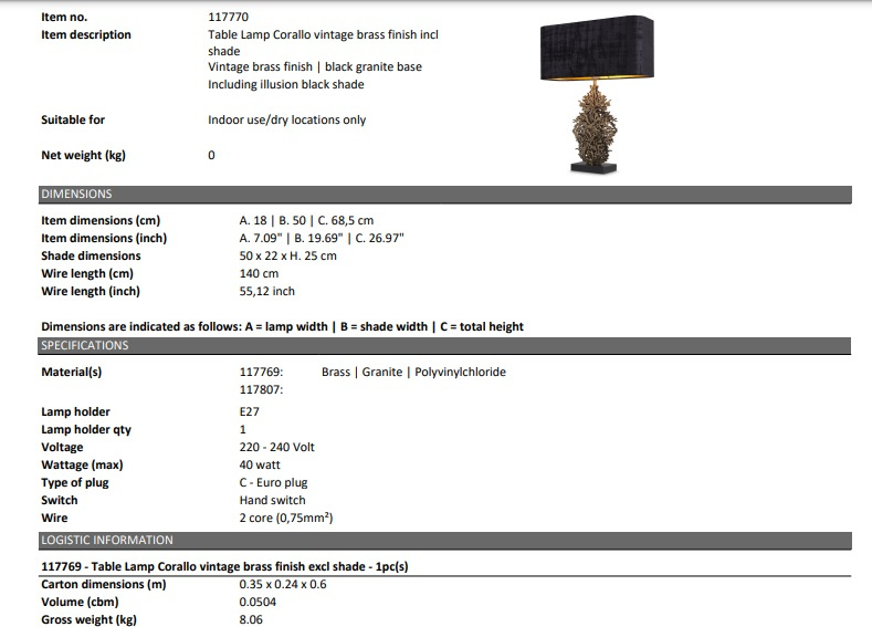 Bordslampa Corallo, Eichholtz-117770