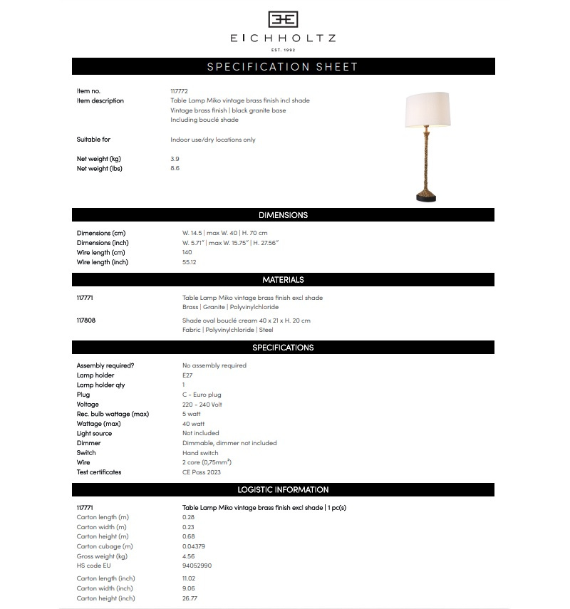 Bordslampa Miko, Eichholtz-117772