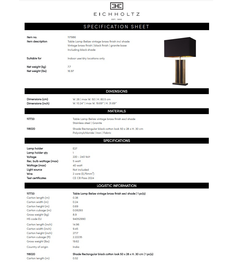 Bordslampa Belize, Eichholtz-117986