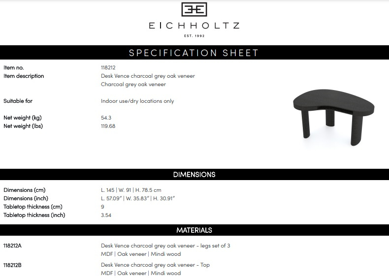 Skrivbordet Vence, kolgrå-118212