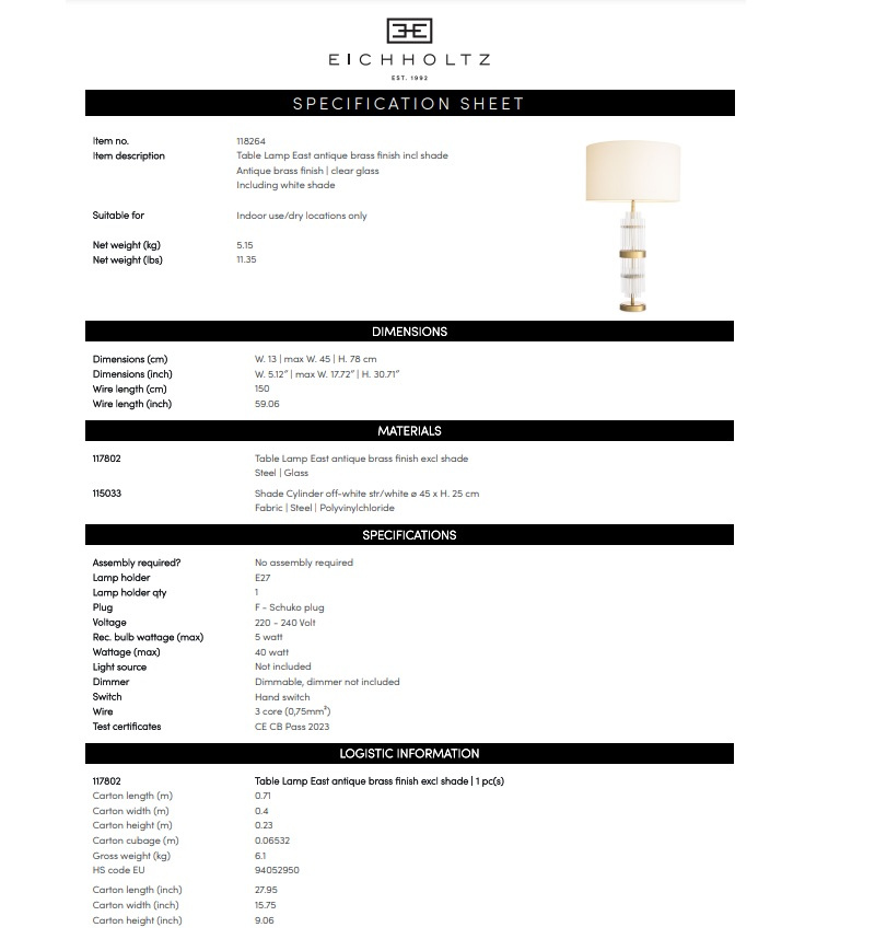 Bordslampa East, Eichholtz-118264