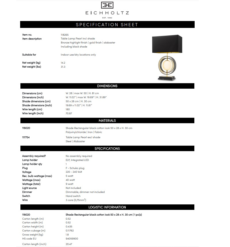 Bordslampa Pearl, Eichholtz-118265