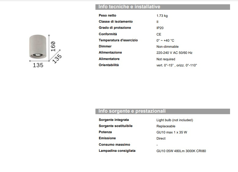 Spot Oak Pl1 rund, grå, Ideal Lux-150437