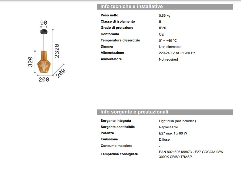 Citrus 1 SP1 pendel, Ideal Lux- 159843