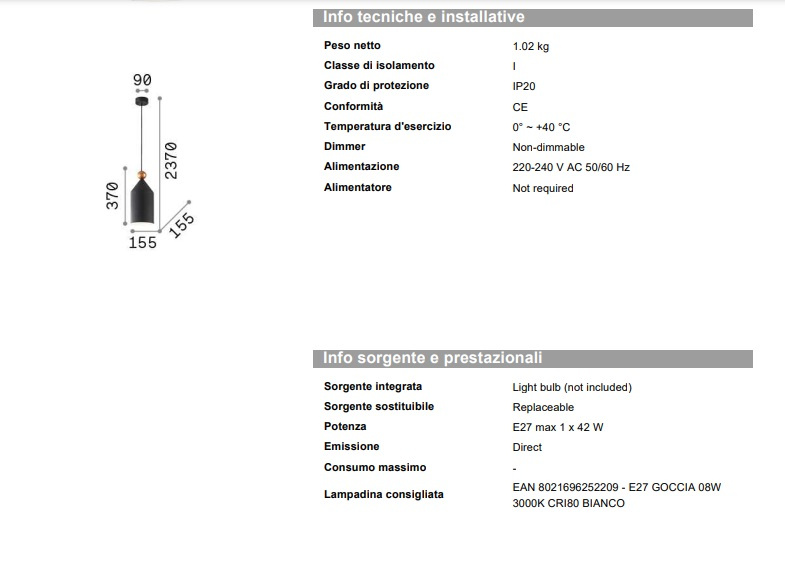 Hänglampa Triade SP1, Ideal Lux-194684